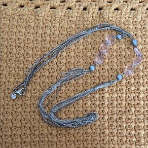 Elegant Silver and Pink Beaded Necklace